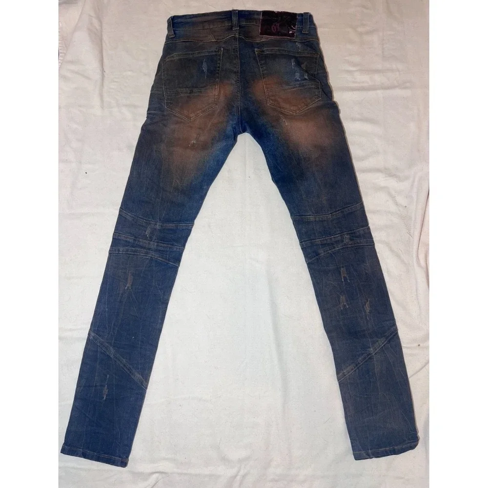The Square Zero Blue Distressed Acid Wash Men's Jeans SZ 30X34 (E78)